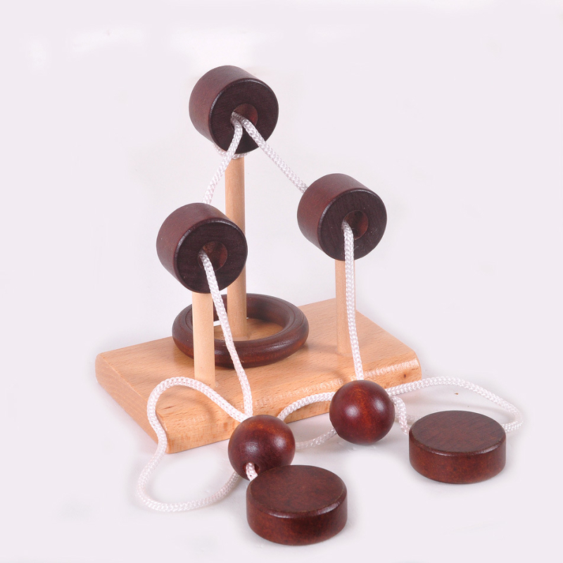 Drvena puzzle igra za odrasle – otključavanje užeta, Peach Garden Sanbai (Materijal: drvo; Funkcija: prostorna misao; Podrijetlo: Yunhe, Zhejiang; Kategorija: Otključavanje)