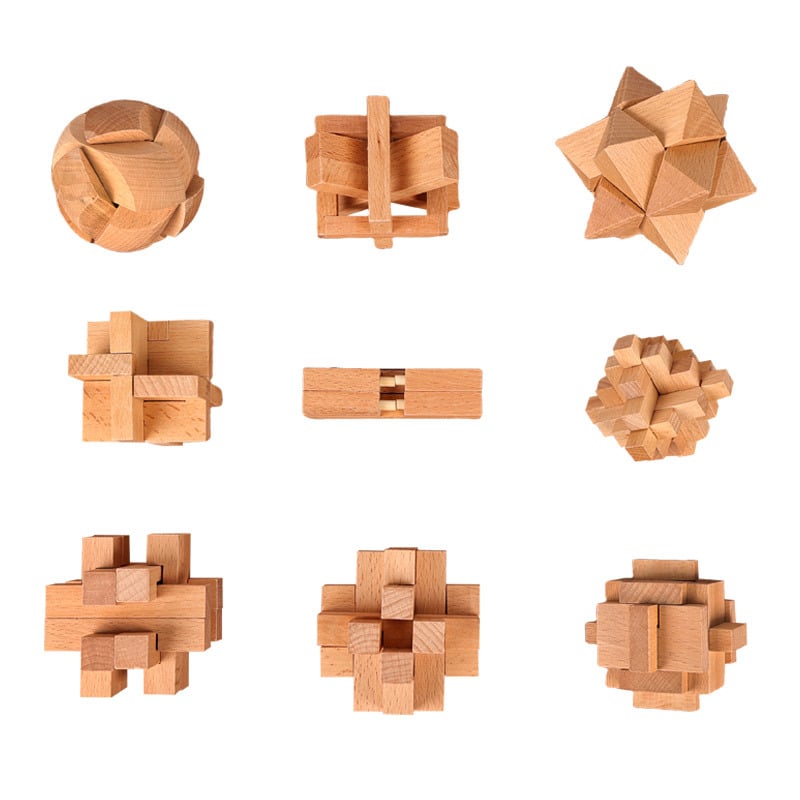 Drveni Kongming/Luban zagon puzzle set za djecu, kompletan set, DIY prilagodba po slikama (4–6 godina)