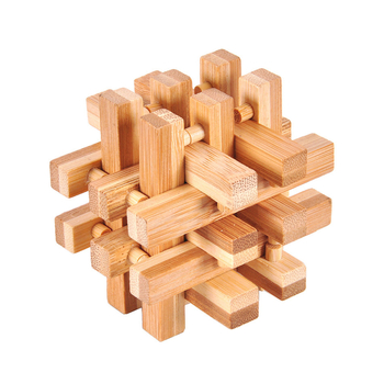 Fából készült Kong Ming/Luban záras puzzle – 18 oszlop, DIY, térbeli gondolkodás fejlesztése
