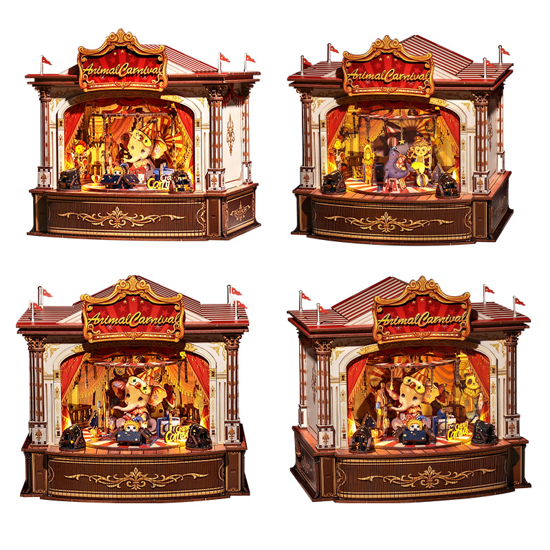 CuteBee Skup za slaganje s glazbenom kutijom — Mini kućica, DIY, 400–800 komada, Napajanje baterijom, MDF