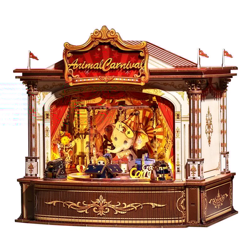 CuteBee Skup za slaganje s glazbenom kutijom — Mini kućica, DIY, 400–800 komada, Napajanje baterijom, MDF