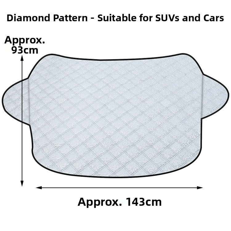 Automobilový snehový kryt na predné sklo s výstelkou z PP bavlny; materiál: hliníková fólia + PP bavlna + netkaná textília; inštalácia: typ s kartou; vhodné pre predné sklo; hmotnosť: 494 g