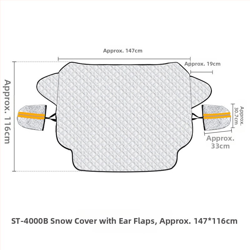 Automobilový snehový kryt na predné sklo s výstelkou z PP bavlny; materiál: hliníková fólia + PP bavlna + netkaná textília; inštalácia: typ s kartou; vhodné pre predné sklo; hmotnosť: 494 g