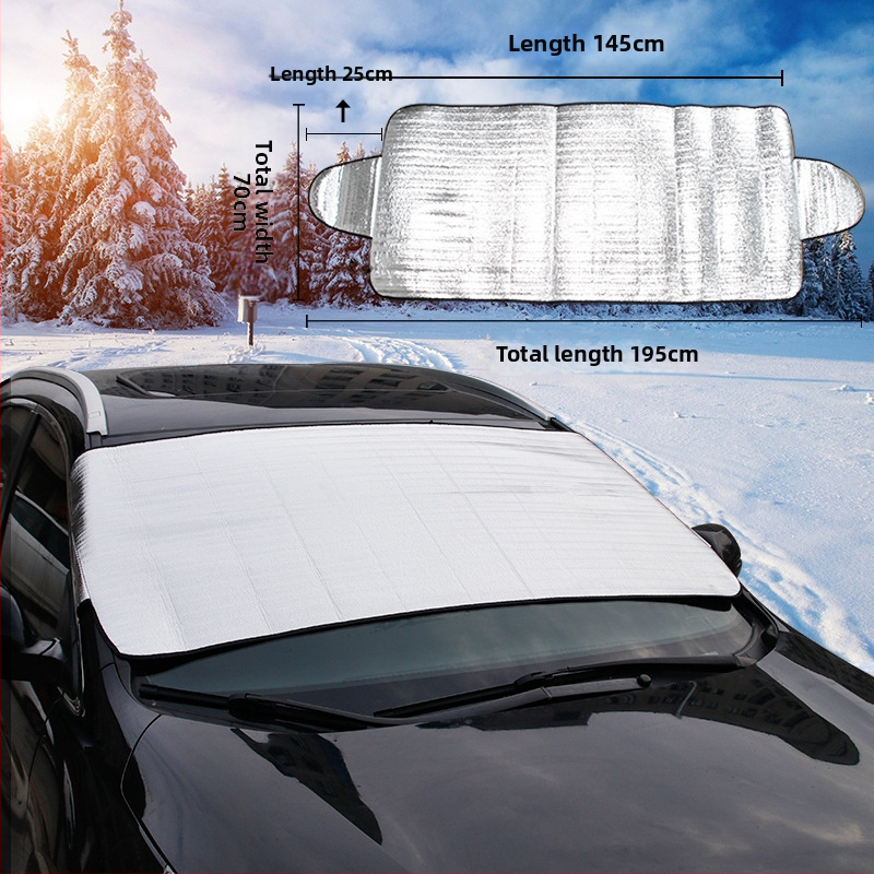 Automobilový snehový kryt na predné sklo s výstelkou z PP bavlny; materiál: hliníková fólia + PP bavlna + netkaná textília; inštalácia: typ s kartou; vhodné pre predné sklo; hmotnosť: 494 g
