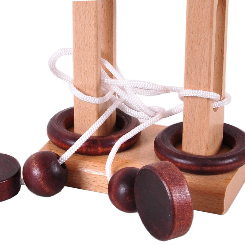 Drveni logički puzzle za odrasle: otključajte dvostruke prstene, potiče prostornu misao, DIY moguć, dobna skupina 36–60.