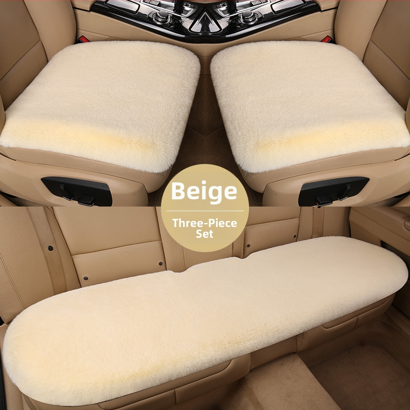 Set od tri plišane jastučnice za auto s krznom od zeca za zimu