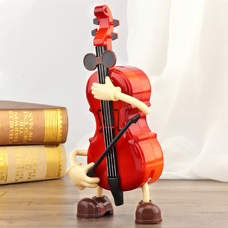 Desktop muzička figurica: crtana lutka s gitarom, plastika, injekcijsko oblikovanje, moderan minimalistički stil (poklon za rođendan)