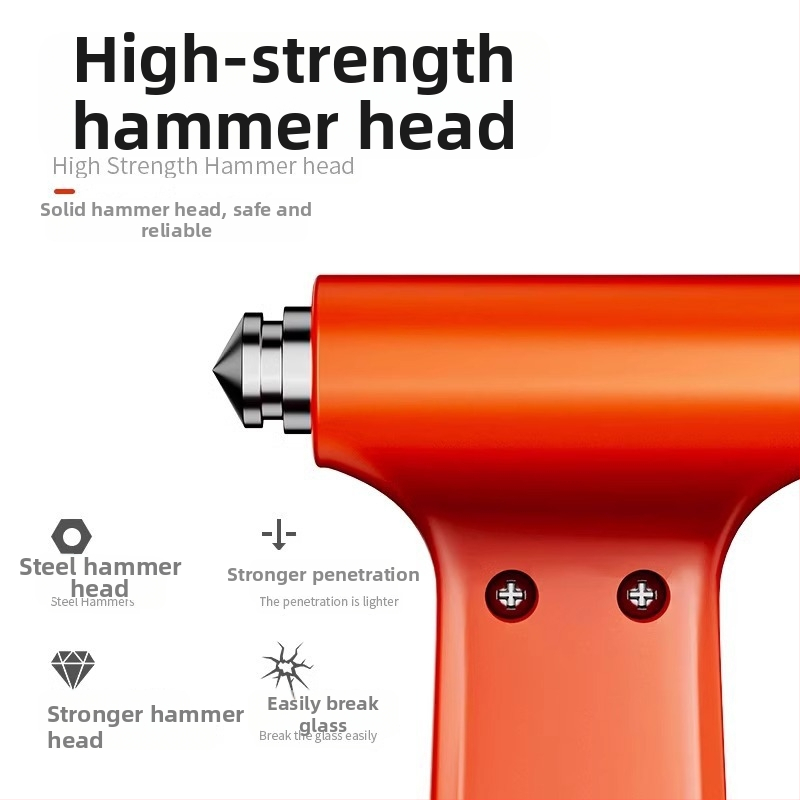 Autó belső vészhelyzeti biztonsági kalapács üveg törővel – műanyag, 75 g, márka Horse, Zhejiang eredet