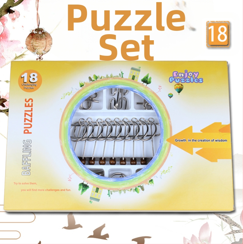 Hlavolom s devet prstenova od metala, 18 komada, željezo, podrijetlo Zhejiang, branda Wisdom Wheel, mogućnost prilagodbe po narudžbi