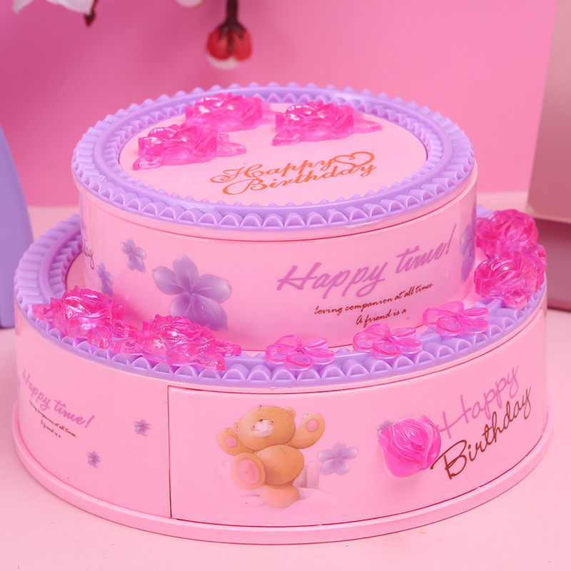 Kutija nakita s glazbom u obliku torte, plastična, injekcijsko oblikovanje plastike, prilagodljiva, tisak logotipa