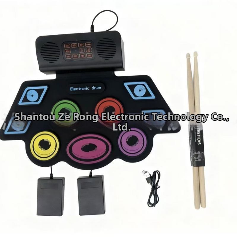 Elektronická bubnová súprava s silikonovou údernou plochou, dvojitým reproduktorom, Bluetooth nahrávaním, model Rd93-CX, simulácia hlavy bubna a viac-senzorový dizajn