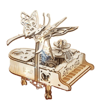 Fa pianózenei doboz pillangó-tánc ritmussal, neoklasszikus stílusú összeállítható puzzle modell