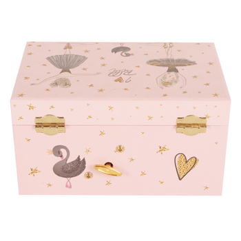 Gyermekeknek szánt zenei doboz fiókkal és kozmetikai tükörrel, kézzel készített, Eternal márka, MDF fa, testreszabás elérhető, nyomtatott logó, súly 500 g