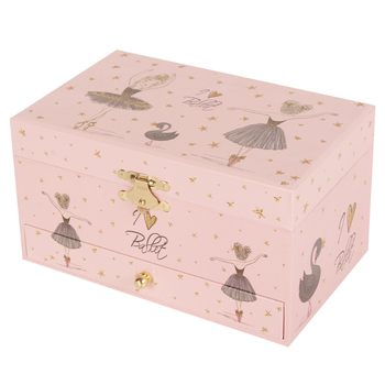 Gyermekeknek szánt zenei doboz fiókkal és kozmetikai tükörrel, kézzel készített, Eternal márka, MDF fa, testreszabás elérhető, nyomtatott logó, súly 500 g