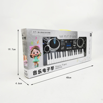 Gyerekeknek szánt 37-gombos elektronikus billentyűzet játék, műanyag kivitel, 4–6 éveseknek, interaktív oktató játék, dobozban csomagolva