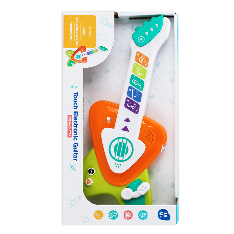 Oktató zenei gitár játék gyerekeknek, interaktív tanuló játék, műanyag, 4-6 éveseknek, fejleszti a hallást és a kéz-szem koordinációt