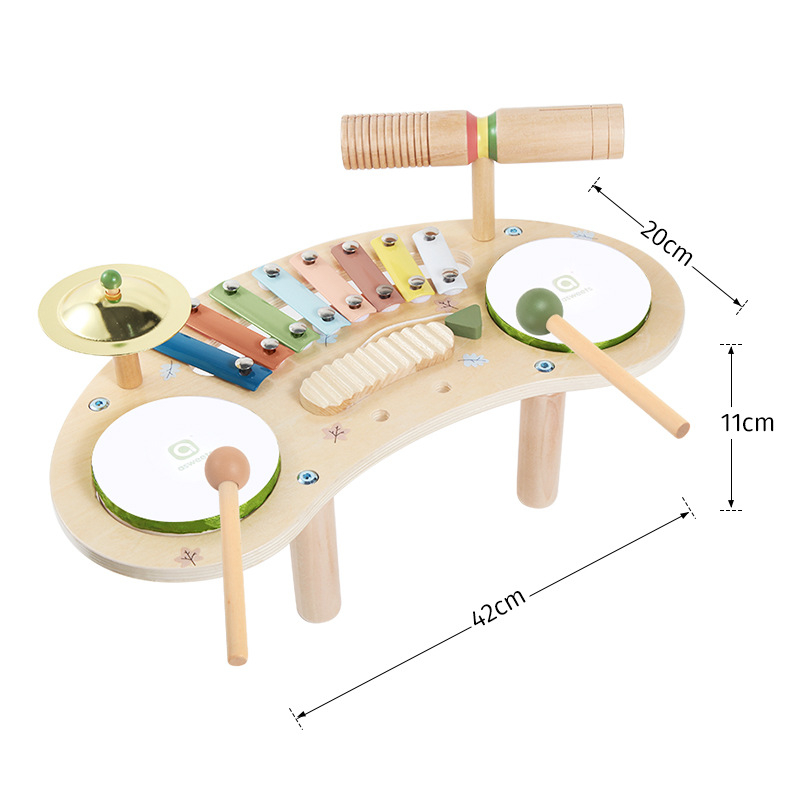 Fából készült, hordozható zenei játék – pianó és dobok gyermekeknek 4–6 éveseknek, márka Asweets/Aisheng, zenei nevelés, interaktív játék
