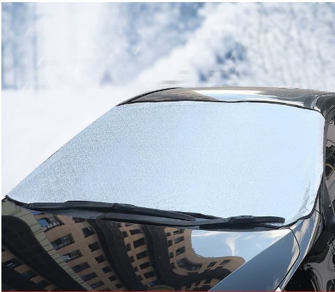 Удебелено покривало за предното стъкло на автомобил, обновено, алуминиево фолио, ветроустойчиво, против замръзване и сняг, телескопично монтиране, универсален монтаж, 700 g