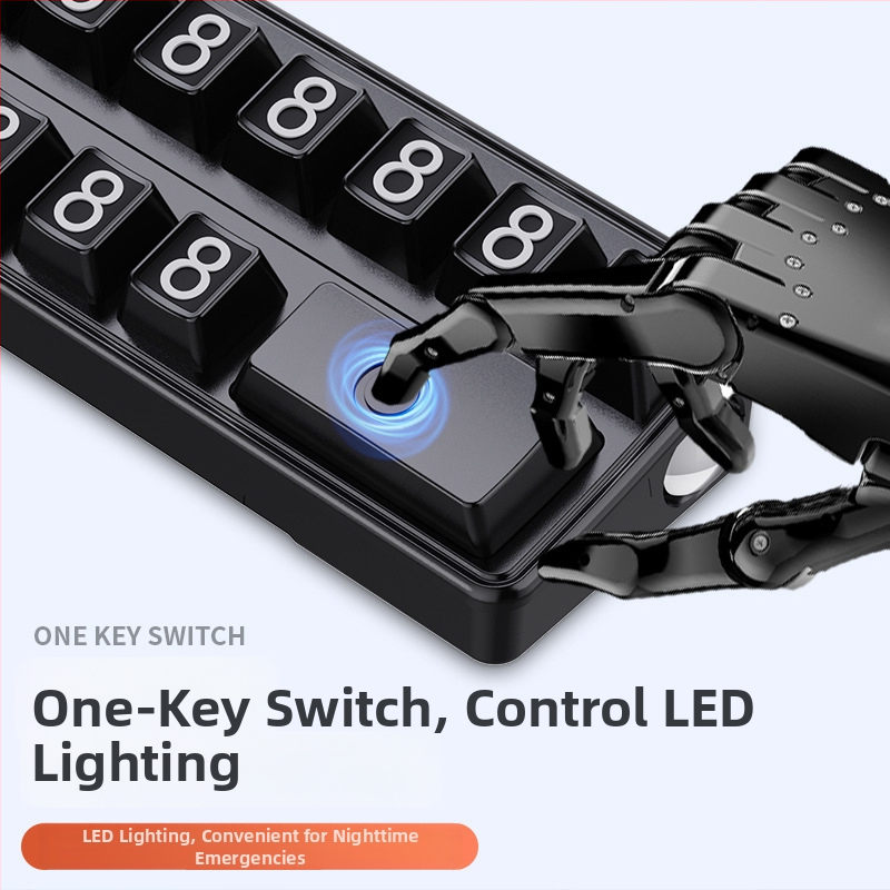 Viacúčelové bezpečnostné kladivo s rozbíjačom skla, osvetlením a dočasnou značkou parkovania — Model T61, plast