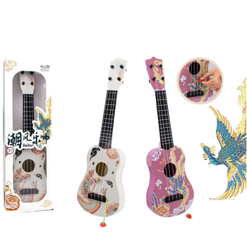 Műanyag gyerekeknek szóló gitár játék — játszható zenei hangszer, ukulele-stílusú, 4-6 éveseknek