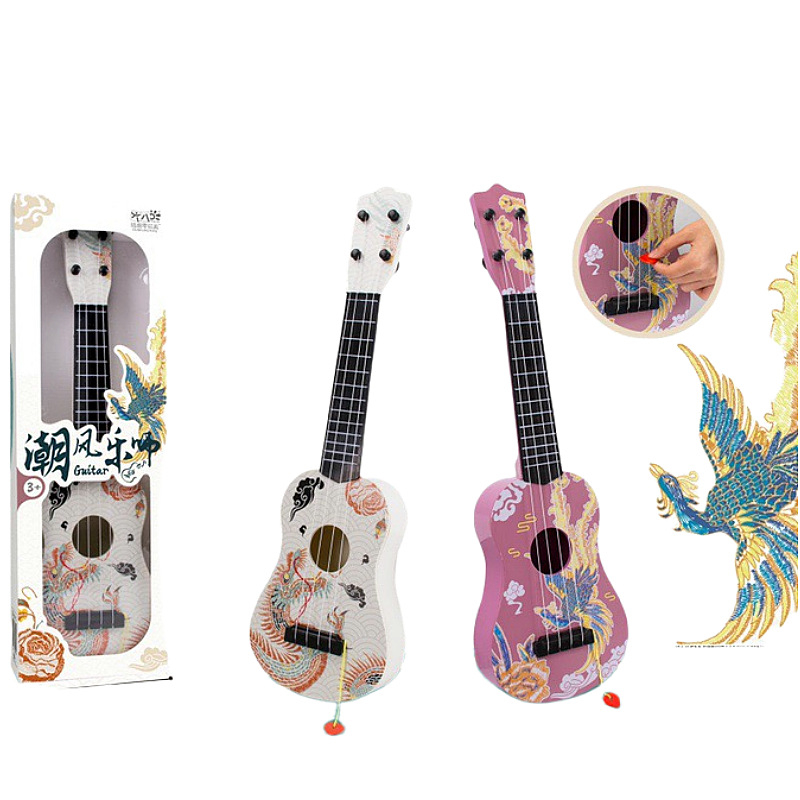 Műanyag gyerekeknek szóló gitár játék — játszható zenei hangszer, ukulele-stílusú, 4-6 éveseknek