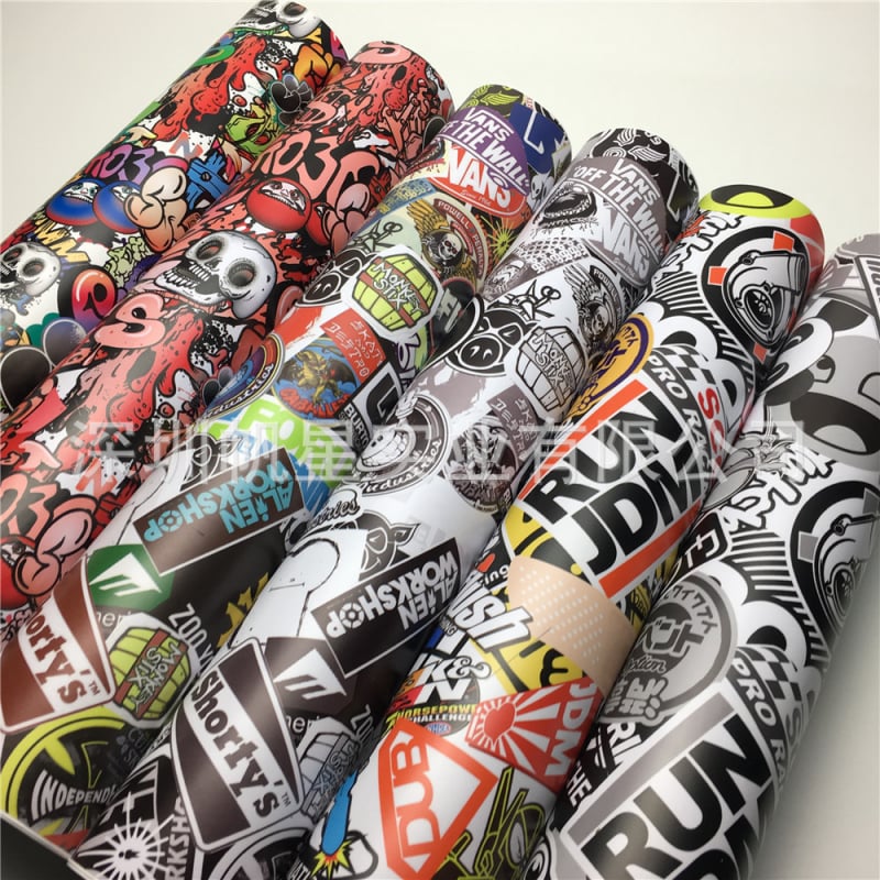 Graffiti film za oblaganje automobila, PVC materijal, karikaturni uzorak, prilagodljiva obrada, lijepljenje
