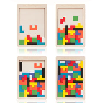 Drveni slagalice blokovi za predškolce – plosnati geometrijski blokovi u stilu Tetris, DIY-prilagodljivo, za djecu 4–6 godina, unisex