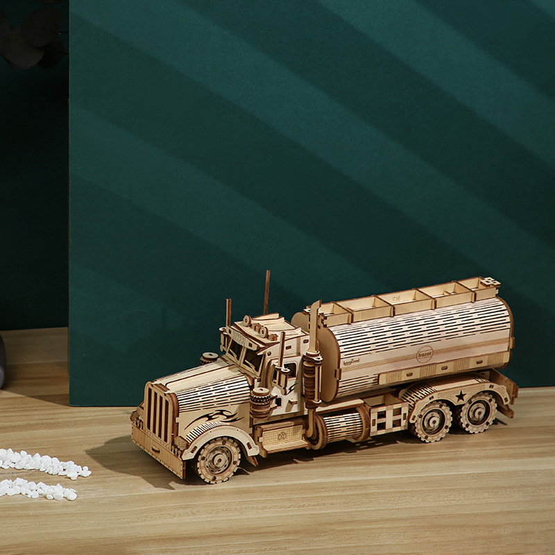Drveni 3D puzzle model tanker ulja za djecu – DIY obrazovna igra, razina početnika, uzrast 7–14 godina
