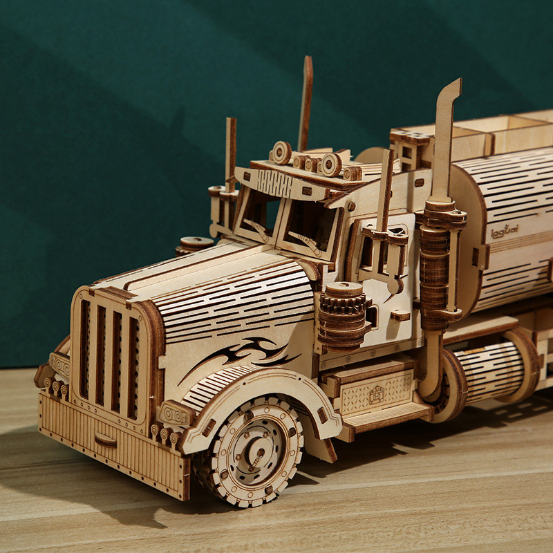 Drveni 3D puzzle model tanker ulja za djecu – DIY obrazovna igra, razina početnika, uzrast 7–14 godina