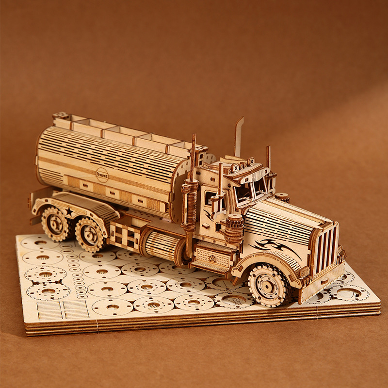 Drveni 3D puzzle model tanker ulja za djecu – DIY obrazovna igra, razina početnika, uzrast 7–14 godina