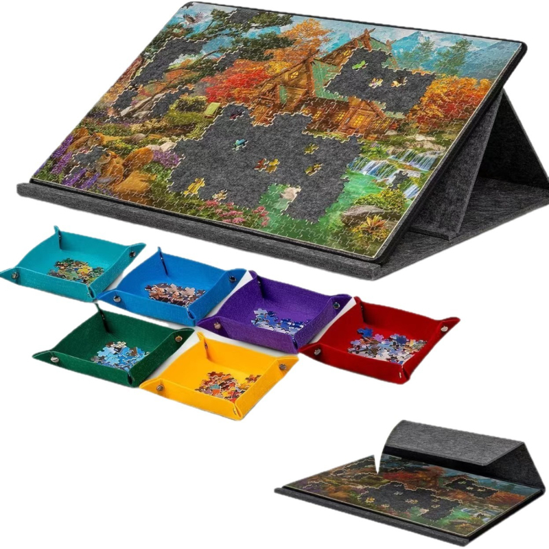 Puzzle stol s podesivom podlogom i nosačem — ravni puzzle, poliester, 56/78, prilagodljivi uzorci