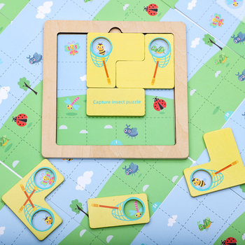 Drveni 3D puzzle za lov na insekte za djecu 4–6 godina, brenda Lihang Toys, slaganje ilustracija i ploča