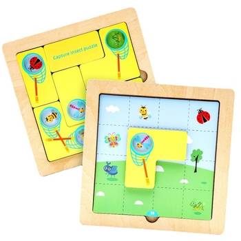 Drveni 3D puzzle za lov na insekte za djecu 4–6 godina, brenda Lihang Toys, slaganje ilustracija i ploča