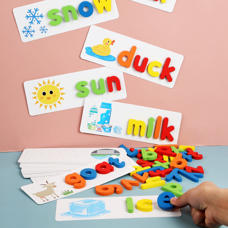 Drveni puzzle za pravopis riječi i prepoznavanje slova i brojeva, obrazovna igra za djecu od 4 do 6 godina, mogućnost prilagodbe logotipom
