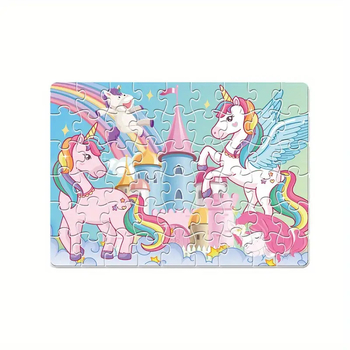 54 darabos unikornis puzzle gyerekeknek – sík kirakó, oktatási játék, szivárvány és csillag mintázattal, papírból