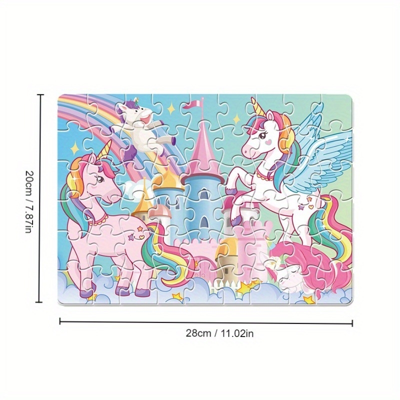 54 darabos unikornis puzzle gyerekeknek – sík kirakó, oktatási játék, szivárvány és csillag mintázattal, papírból