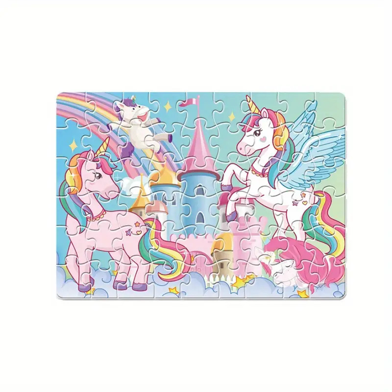 54 darabos unikornis puzzle gyerekeknek – sík kirakó, oktatási játék, szivárvány és csillag mintázattal, papírból