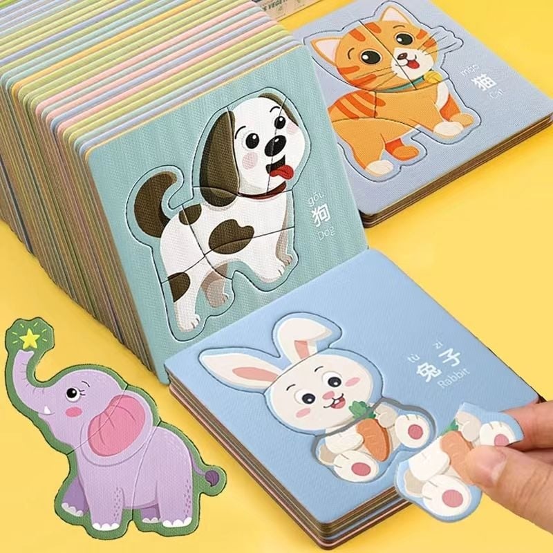 3D puzzle sa životinjama za rano obrazovanje: igra za slaganje za djecu od 0 do 3 godine, papirna verzija