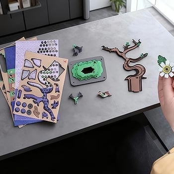 3D fa puzzle – DIY, fejlett nehézség, dobozos csomagolásban, 14+ éveseknek