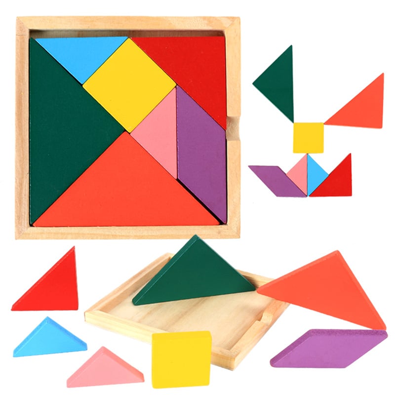 Drveni Tangram slagalica za djecu (4–6 godina) – DIY mogućnost, blister pakiranje