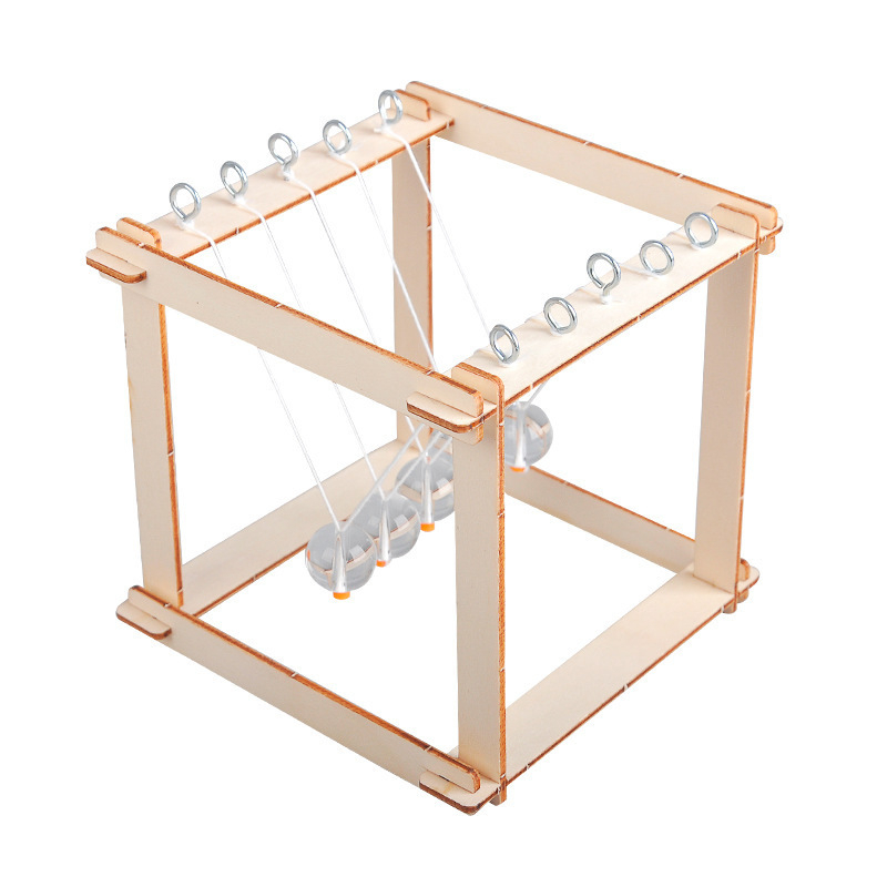 Drveni Newtonov pendulum za sastavljanje: DIY obrazovni STEM eksperiment s 3D panelima, za djecu od 4 do 6 godina, OEM logo