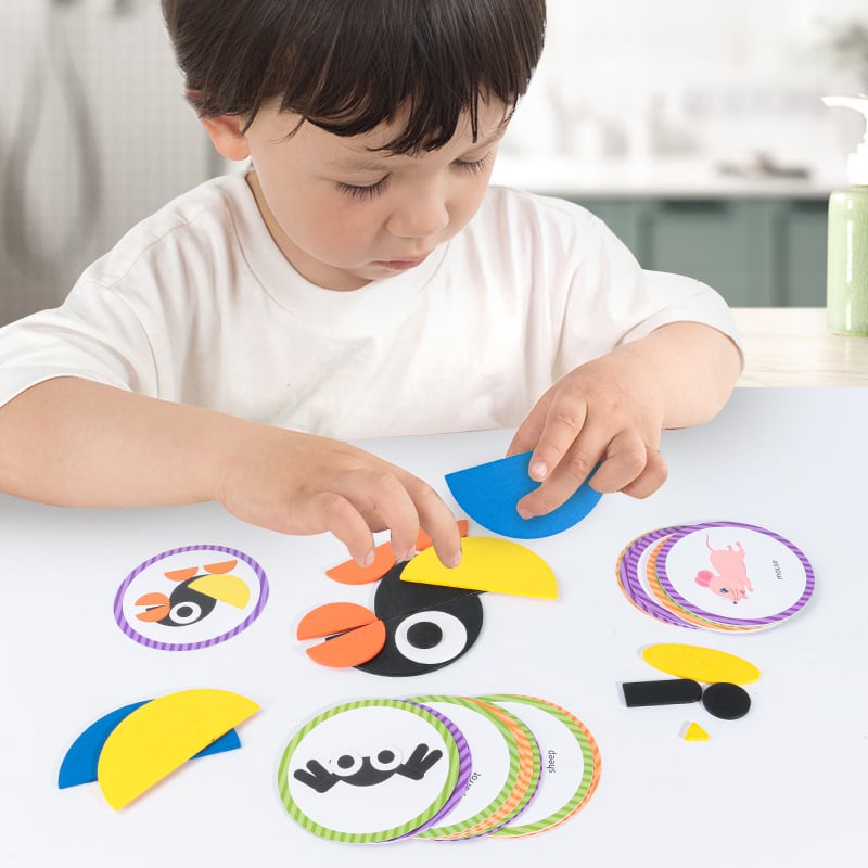 Drveni dječji slagalica s geometrijskim životinjama po Montessori metodi, za djecu 0–3 godine, DIY prilagodljiva slagalica