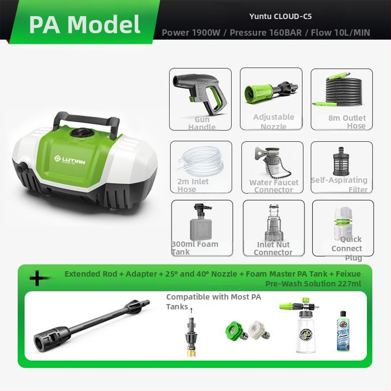 Visokotlačni stroj za pranje automobila 1700W, 220V, mlaznica ABS plastike