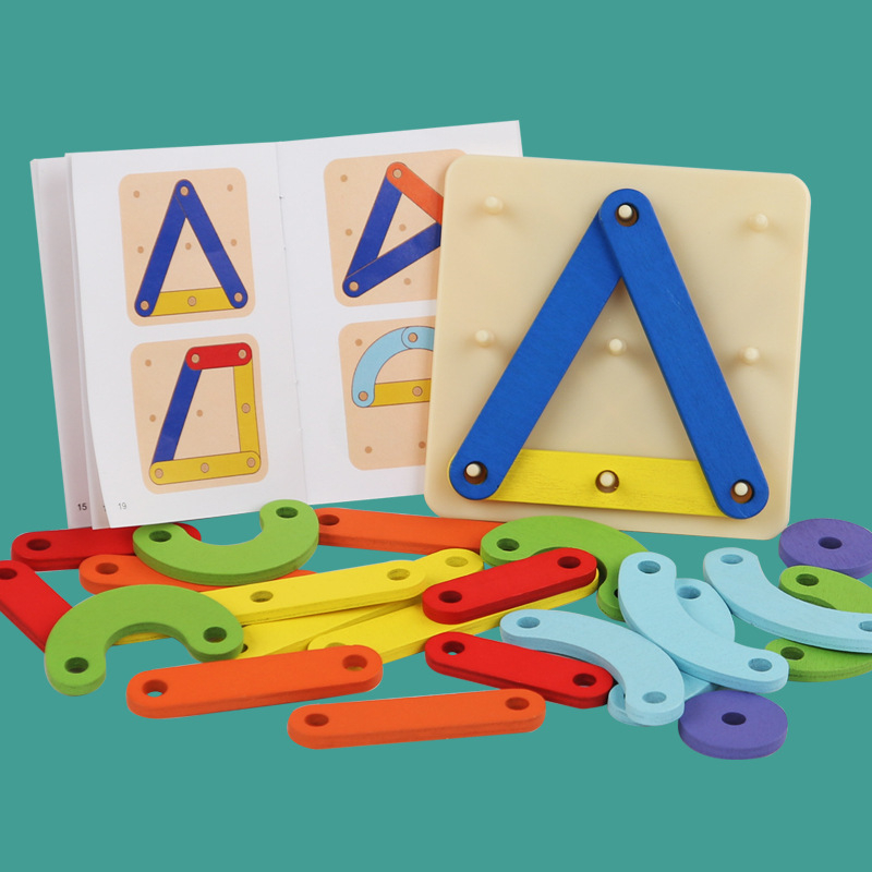 Drveni plošni puzzle s pegboardom za djecu 4–6 godina, višefunkcionalan, DIY-prijateljski