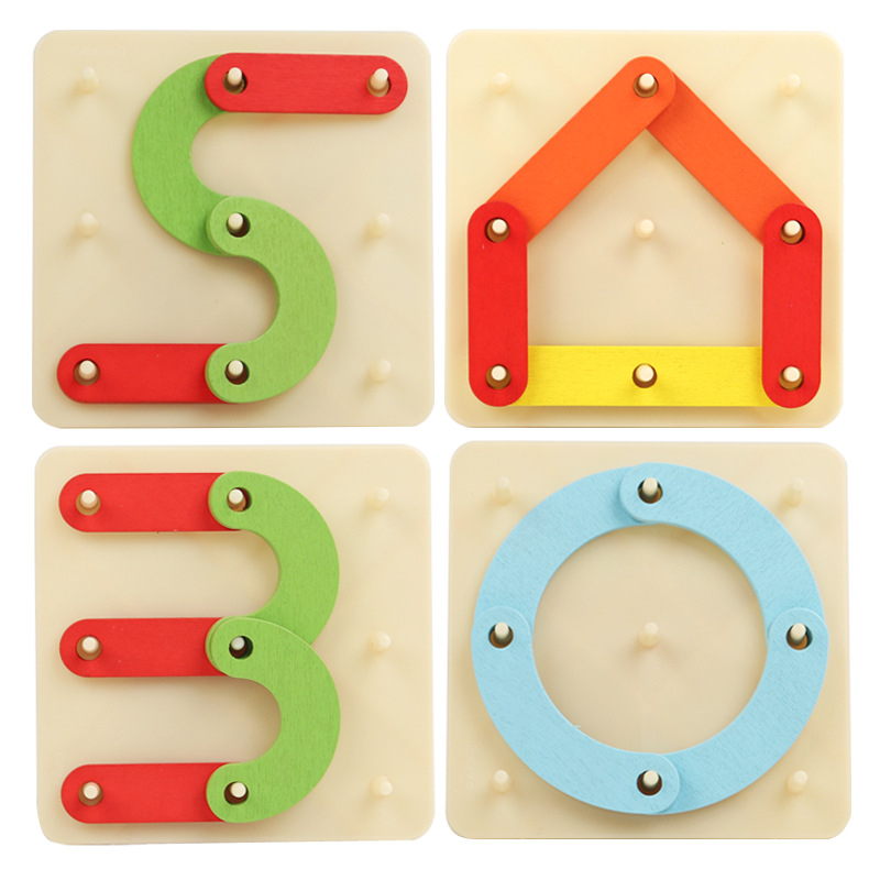 Drveni plošni puzzle s pegboardom za djecu 4–6 godina, višefunkcionalan, DIY-prijateljski