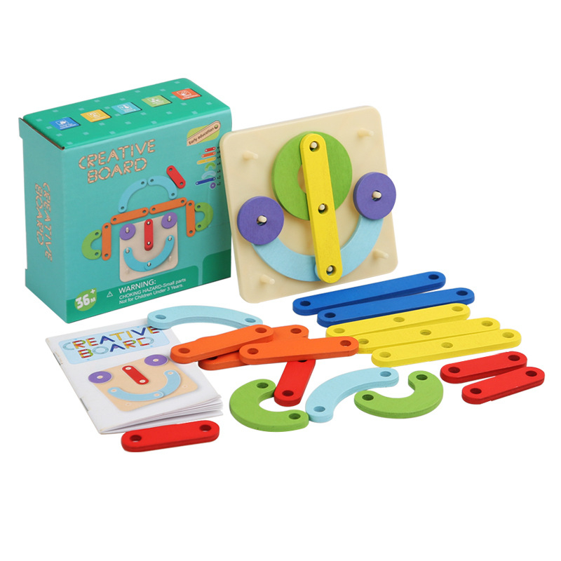Drveni plošni puzzle s pegboardom za djecu 4–6 godina, višefunkcionalan, DIY-prijateljski