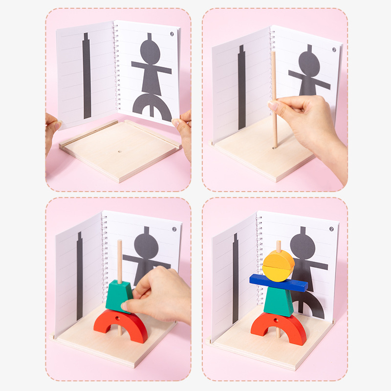 Drveni 3D puzzle blokovi za rano učenje s podudaranjem sjena, OEM prilagodba logotipa