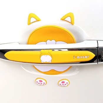 Сладък защитен филм за дръжката на автомобила (карикатурен дизайн, антинадраскващ, PVC, универсално пасва)