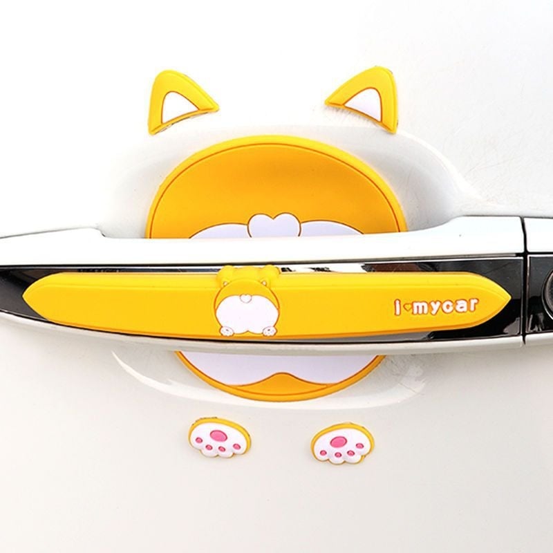 Сладък защитен филм за дръжката на автомобила (карикатурен дизайн, антинадраскващ, PVC, универсално пасва)