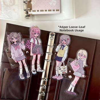 Mini indexový delič strán pre 3- alebo 5-dierkovú väzbu, Wowka wowka, dvojstranný poznámkový papier vnútorná strana, 4 listy v balení